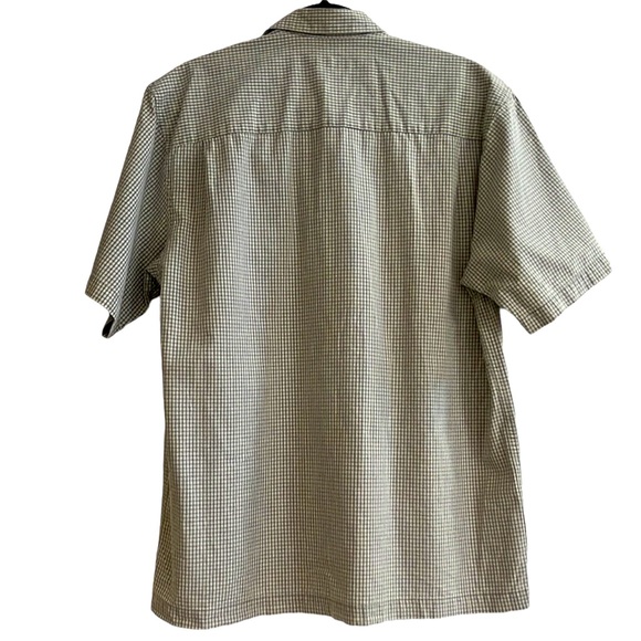 VINTAGE IZOD SHORT SLEEVE BUTTON DOWN COTTON CHECKERED SHIRT GREEN SIZE M - Picture 3 of 10